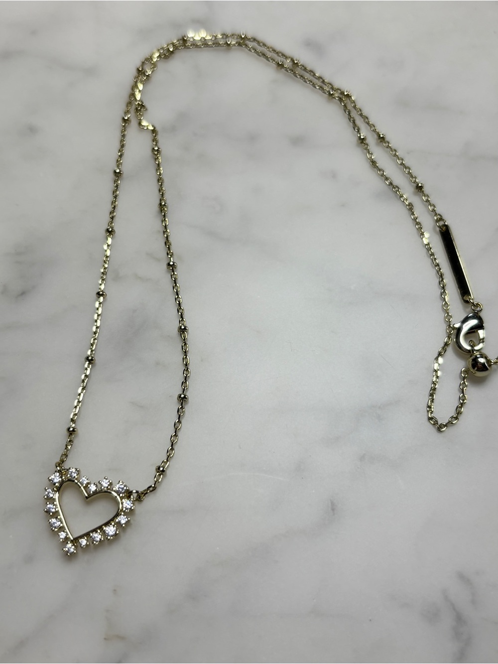Kendra Scott Gold Heart Pendant Necklace with Clear Stones
